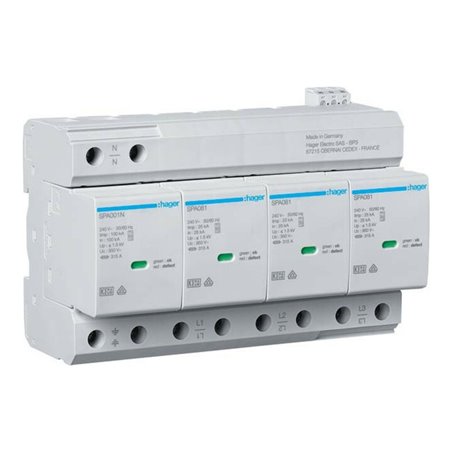 Hager Kombiableiter T1+T2 4P Uc350V Iimp SPA801