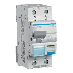 Hager FI/LS-Schalter 1P+N 10kA B-16A 30mA ADA516D