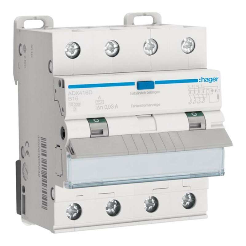 Hager FI/LS-Schalter 4-polig, 10kA ADX416D