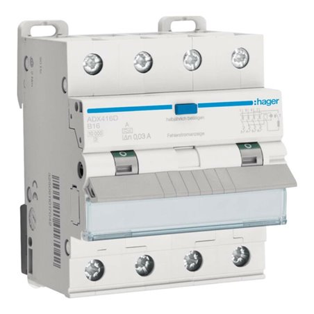 Hager FI/LS-Schalter 4-polig, 10kA ADX416D