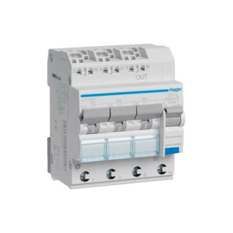 Hager FI/LS-Schalter 3x 1P+N, 6 kA ADZ366D