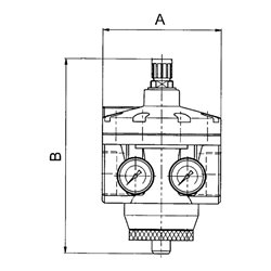 Riegler Hochleistungsdruckregler mit 2 Manometern, G 1 1/2, 0,2 - 6 bar