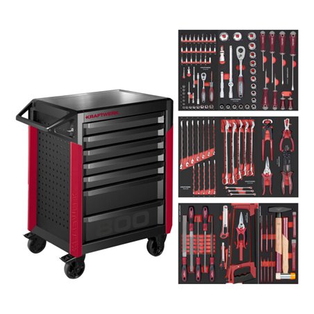 Kraftwerk PRO LINE Werkstattwagen PT800 mit 7 Schubladen 143-tlg.