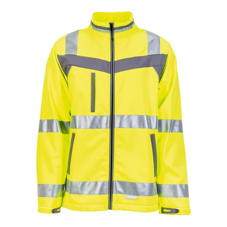 PLANAM Warnschutz-Softshell-Jacke Plaline, gelb / schiefer, Unisex-Größe: M