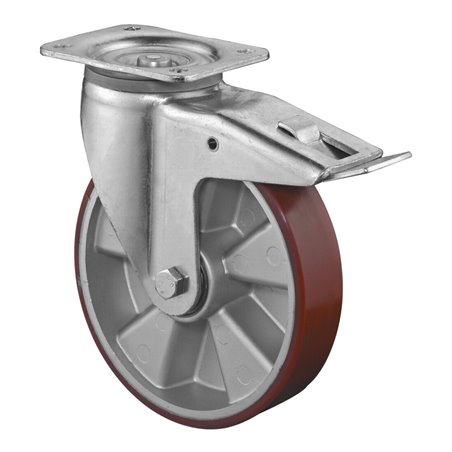 BS Lenkrolle mit Feststeller Kugellager Guss-Polyurethan-Bandage