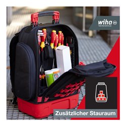 Wiha Elektriker Werkzeugrucksack  27-tlg. I mit Elektriker Grundausstattung I stabiler Standboden I mit Laptopfach I Taschen für