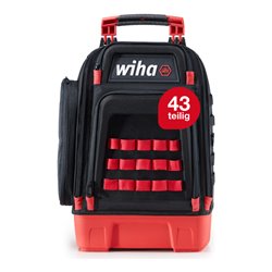 Wiha Mechaniker Werkzeugrucksack 41-tlg. I mit Mechaniker Grundausstattung I stabiler Standboden I mit Laptopfach I Taschen für 