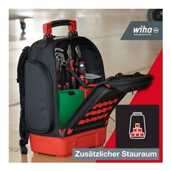 Wiha Mechaniker Werkzeugrucksack 41-tlg. I mit Mechaniker Grundausstattung I stabiler Standboden I mit Laptopfach I Taschen für 
