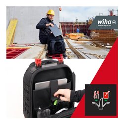 Wiha Mechaniker Werkzeugrucksack 41-tlg. I mit Mechaniker Grundausstattung I stabiler Standboden I mit Laptopfach I Taschen für 