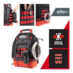 Wiha Mechaniker Werkzeugrucksack 41-tlg. I mit Mechaniker Grundausstattung I stabiler Standboden I mit Laptopfach I Taschen für 