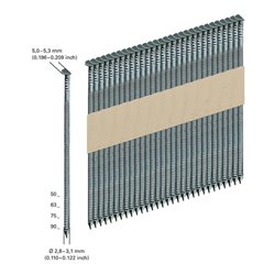 Metabo 3000 Streifennägel D34°, papiergebunden, 3.1x90 mm, Ring, blank