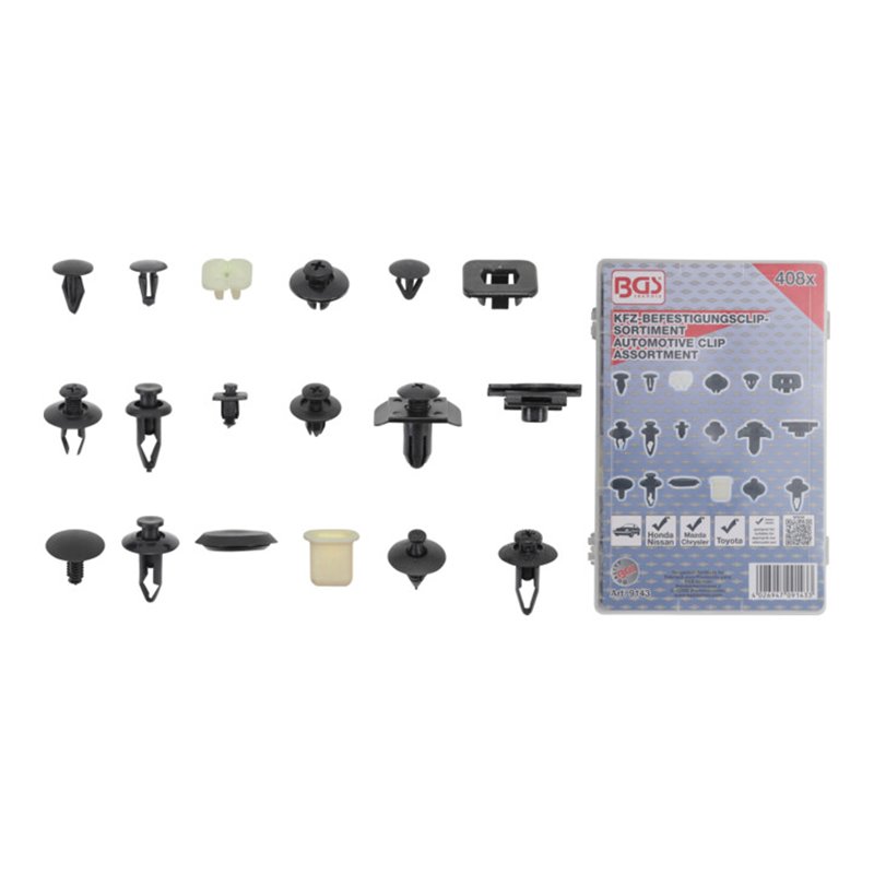 BGS Kfz-Befestigungsclip-Sortiment für Nissan 9143, 408-tlg.