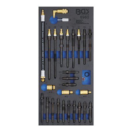 BGS Werkstattwageneinlage 1/3: Adapter-Satz für Kompressions- und Druckverlusttester 6960, 30-tlg.