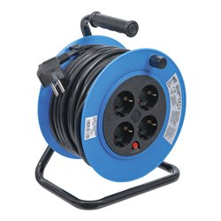BGS Kabeltrommel 3360, 15 m, 3x1,5 mm², 4 Steckdosen, IP 20, 3000 W