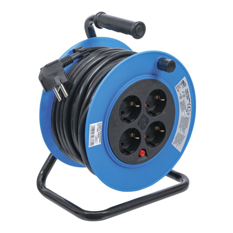 BGS Kabeltrommel 3360, 15 m, 3x1,5 mm², 4 Steckdosen, IP 20, 3000 W