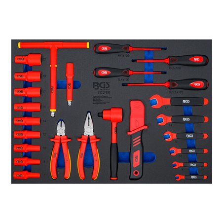 BGS Werkstattwageneinlage 3/3: VDE-Steckschlüssel-Satz 70218, Antrieb Innenvierkant 10 mm (3/8') 26-tlg.