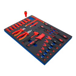 BGS Werkstattwageneinlage 3/3: VDE-Steckschlüssel-Satz 70218, Antrieb Innenvierkant 10 mm (3/8') 26-tlg.