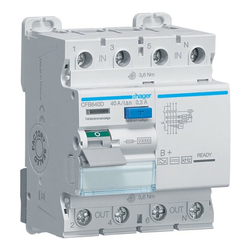 Hager FI-Schutzschalter 4P 40A 300mA B CFB640D