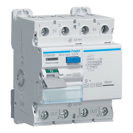 Hager FI-Schutzschalter 4P 40A 300mA B CFB640D