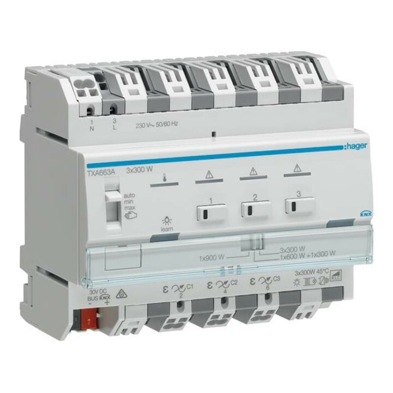 Hager Dimmer KNX easy, 3 x 300W TXA663A