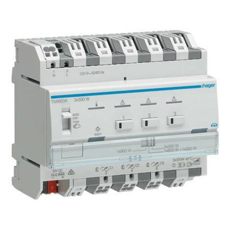 Hager Dimmer KNX easy, 3 x 300W TXA663A