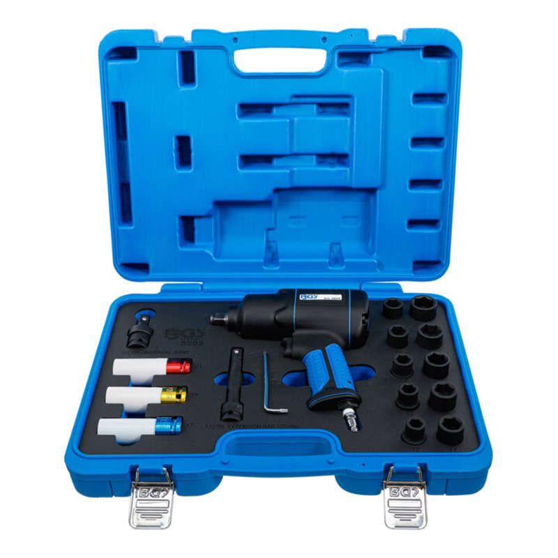 BGS Druckluft-Schlagschrauber- & Kraft-Steckschlüssel-Satz 5295, 12,5 mm (1/2'), 1200 Nm, 16-tlg.
