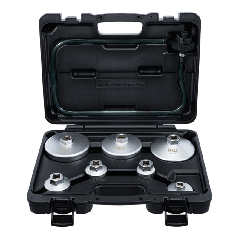 BGS Ölfilterschlüssel-Satz 72054, mit Ölfilter-Ablassschlauch, für VAG, BMW, Citroën, Peugeot, Ford, Mercedes-Benz, Opel, Volvo,