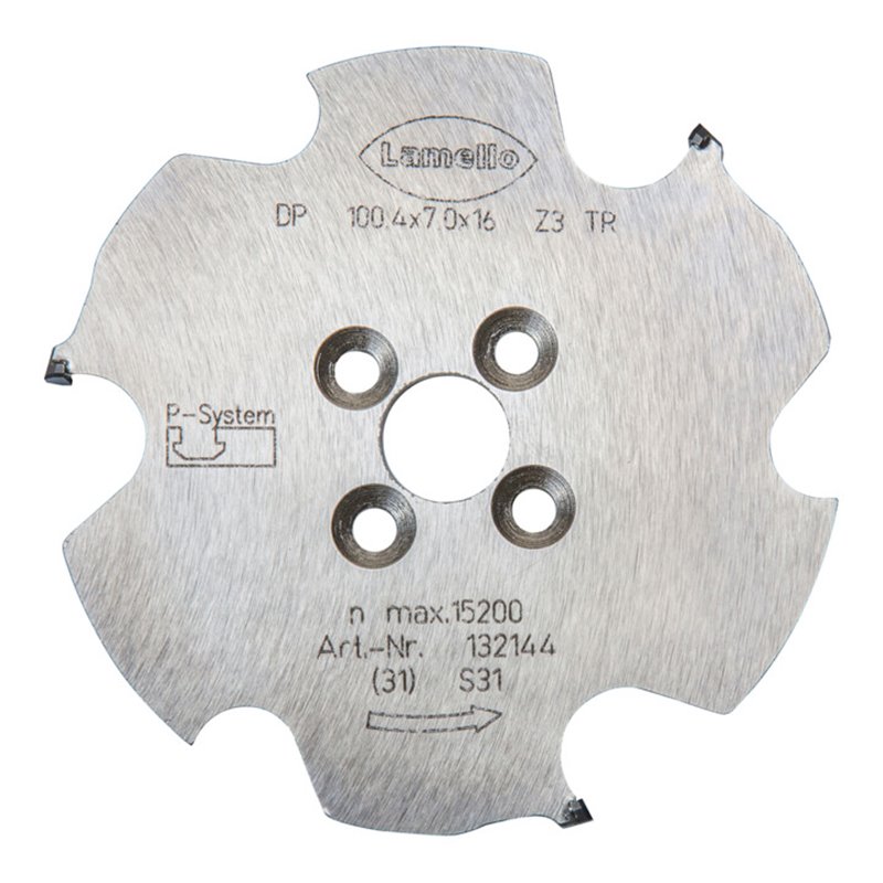 Lamello P-System Nutfräser CNC, DP, D100.4x7xD16 mm, Z3, NL 4xD5.5xD28 mm