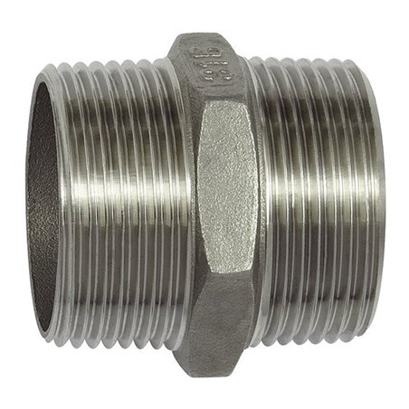 Riegler Doppelgewindenippel, Achtkant, R 3, SW 92, Edelstahl 1.4408