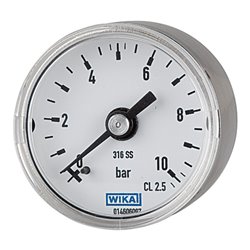 Riegler Manometer Ã˜ 40 mm, G 1/8 rückseitig, Messbereich 0 - 10 bar, V4A