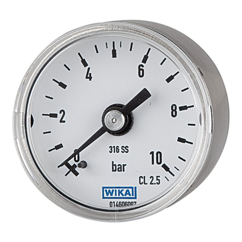 Riegler Manometer Ã˜ 40 mm, G 1/8 rückseitig, Messbereich 0 - 10 bar, V4A