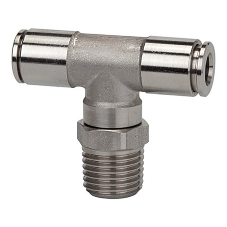 Riegler T-Steckverschra., drehbar, R 1/4 a., Schl.-Ã˜ 10, 15bar, ES 1.4404