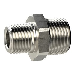 Riegler Doppelgewindenippel kon., R 1 1/4 a., R 1 1/2 a., SW 50, MS vern.