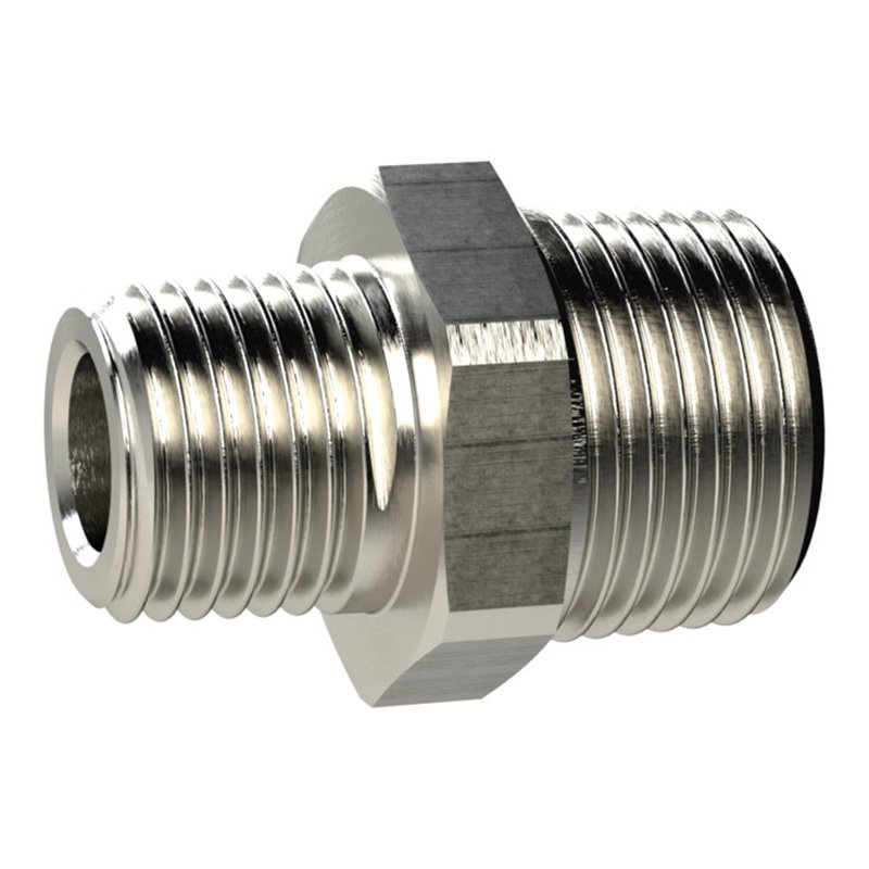 Riegler Doppelgewindenippel kon., R 1 1/4 a., R 1 1/2 a., SW 50, MS vern.