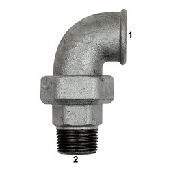 Riegler Verschraubung Bogen 98 IG/AG, Rp 2, R 2, schw. Temperguss