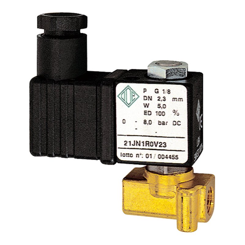 Riegler 2/2-MV, MS, NC, direktg., 24V DC, 5W, FKM, G1/8, PN0-8bar