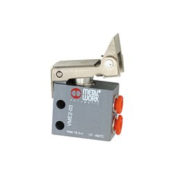 Riegler 3/2-Miniventil, mech., Rollenhebel, freier Rücklauf, 4 mm seitl.