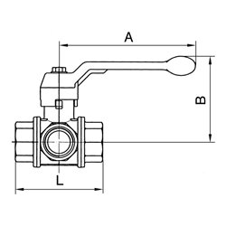 Riegler 3-Wege-Kugelhahn, T-Bohrung, Messing vernickelt, Rp 3/8, DN 10