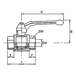 Riegler Kugelhahn schwere Ausführung, Handhebel, IG/IG, MS vern., G 2