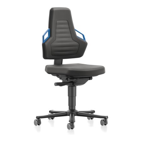 bimos Nexxit mit Rollen Supertec-Polster Grifffarbe blau Sitzhöhe 450-600 mm