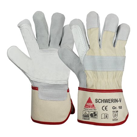 Hase SCHWERIN-V, Arbeitshandschuh aus Rindspalt-/Rindnarbenleder
