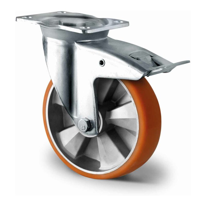 CASCOO Lenkrolle mit Totalfeststeller ø 200 mm Serie BAU5 Doppelkugellager K-Serie