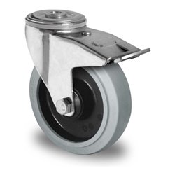 CASCOO Rückenlochlenkrolle mit Totalfeststeller ø 200 mm Serie R4E2 Doppelkugellager