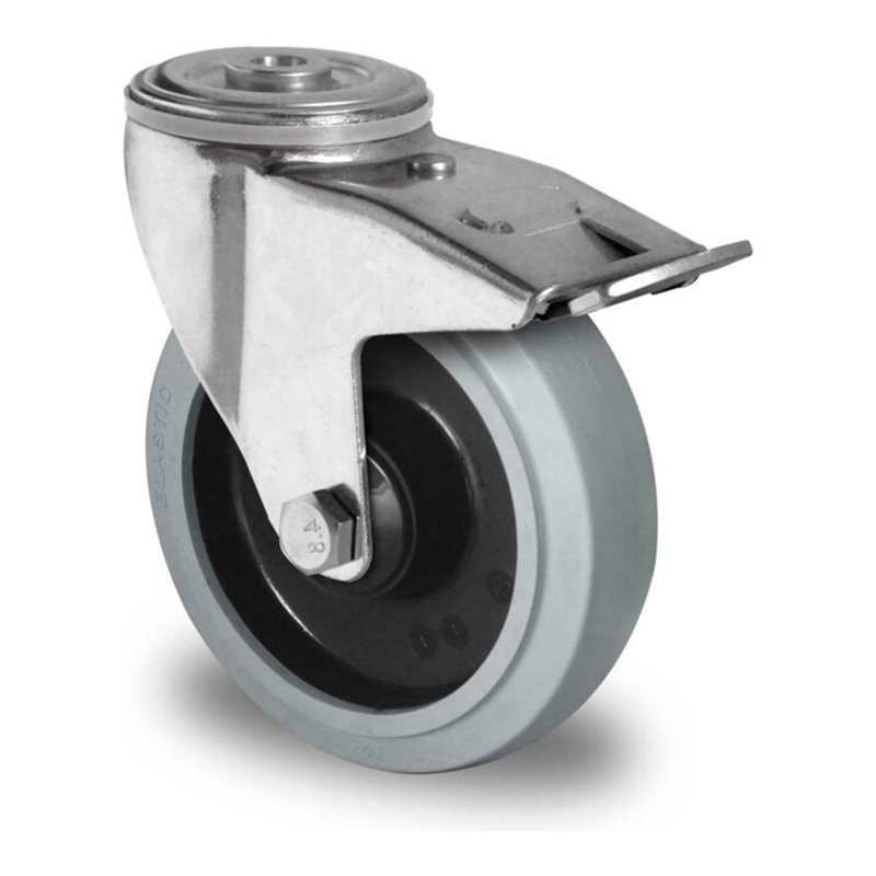 CASCOO Rückenlochlenkrolle mit Totalfeststeller ø 200 mm Serie R4E2 Doppelkugellager