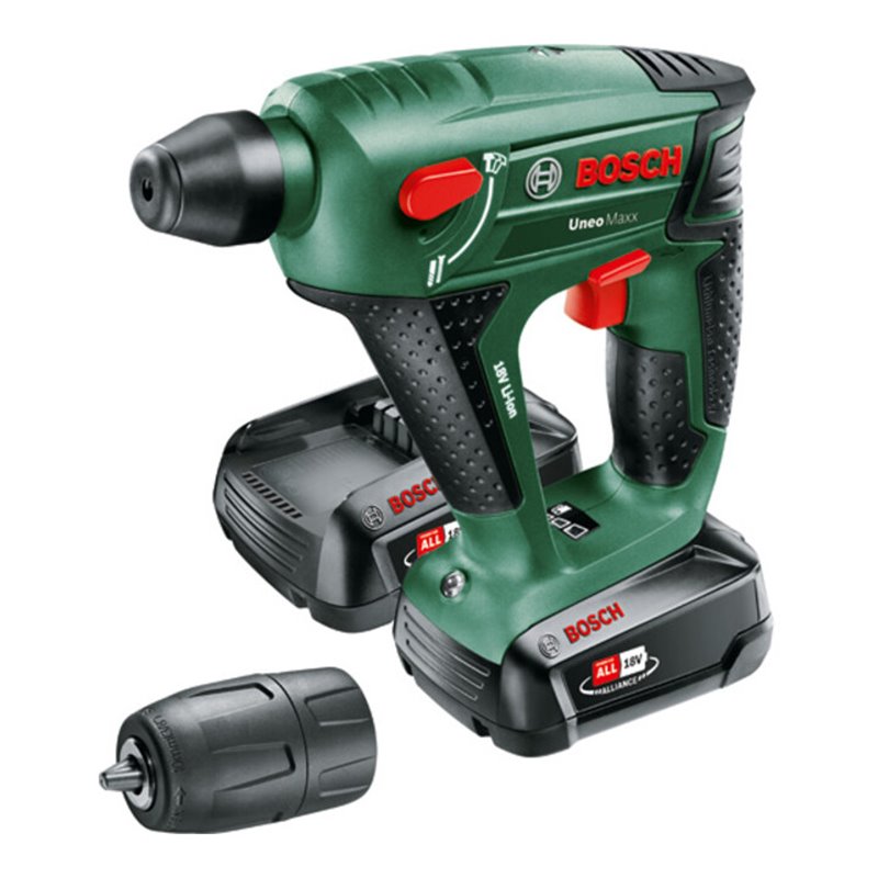 Bosch Akku-Bohrhammer Uneo Maxx, 2 Akku PBA 18V 2.0Ah W-B, Ladg. AL 18V-20 u. Koffer