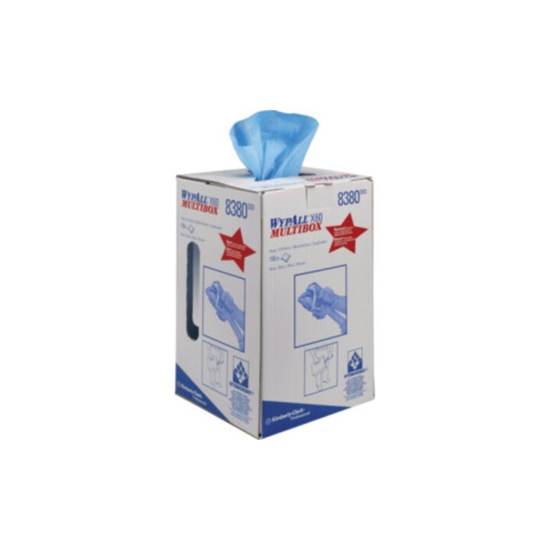 WypAll X60 Reinigungstücher, 1 blaue Putzrolle x 150 industrielle Reinigungstücher