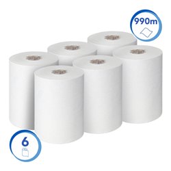 Scott Control Slimroll Rollenhandtücher, 6 x 165m lange, weiße, 1-lagige Rollen