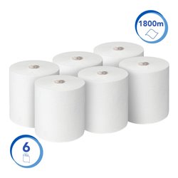 Scott Control Rollenhandtücher, 6 x 300m Weiß, 1-lagige Rollen