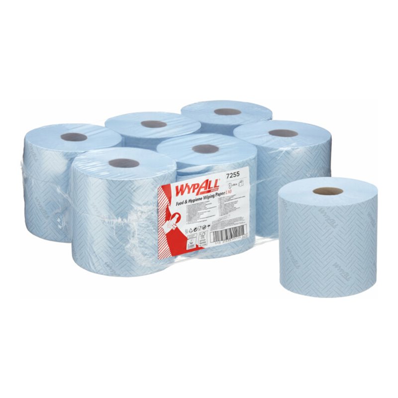 WypAll L10 Papierreinigungstücher für Lebensmittel + Hygiene, 6 Rollen x 800 Papierreinigungstücher