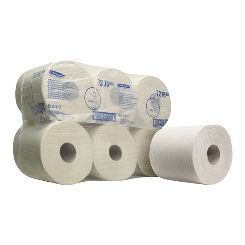 WypAll L10 Essential Wischtücher, 6 Rollen à 300 m Länge, weißes, 1-lagiges Wischtuch